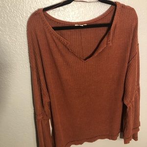 NWOT Waffle Knit Bell Sleeve Top
